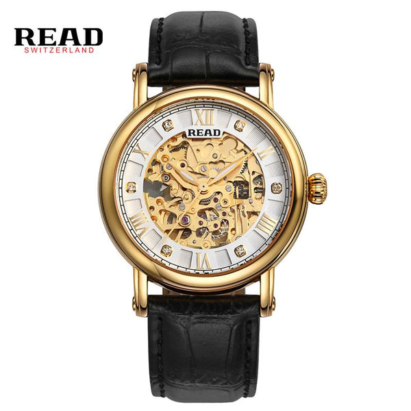 2017 READ Brand Hot Sale Sapphire Glass Skeleton Watch Man Fashion Automatic Wristwatch Self-Wind Mechanical Watch Freeshipping