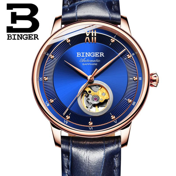 Switzerland BINGER watches men Ultra-thin Japan 90S5 Automatic Movemt Tourbillon sapphire Mechanical Wristwatches B-1180-2