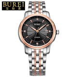 BUREI Mens Business Crystal Sapphire Stainless Steel Automatic Mechanical Watch Waterproof Wristwatch With Premiums Package 5026