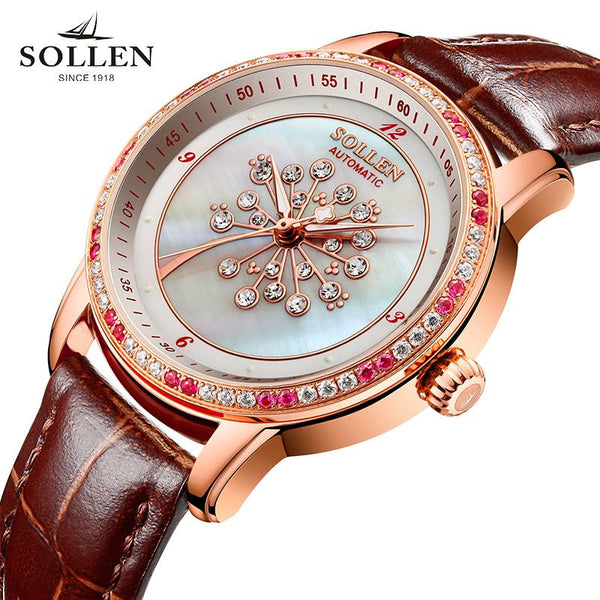 kobiet zegarka Fashion colors clock Brand relogio Luxury Mechanical Women waterproof watches women Dress Rhinestone wristwatch