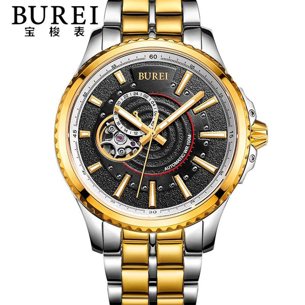 BUREI Brand Crystal Sapphire Men Sports Automatic Mechanical Watch Waterproof Male Wristwatches With Premiums Package 15009