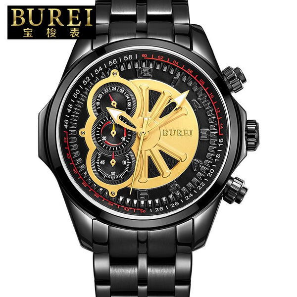 BUREI Brand Men Sapphire Crystal Casual Quartz Watch Waterproof Luminous Wristwatches With Premiums Package 17002