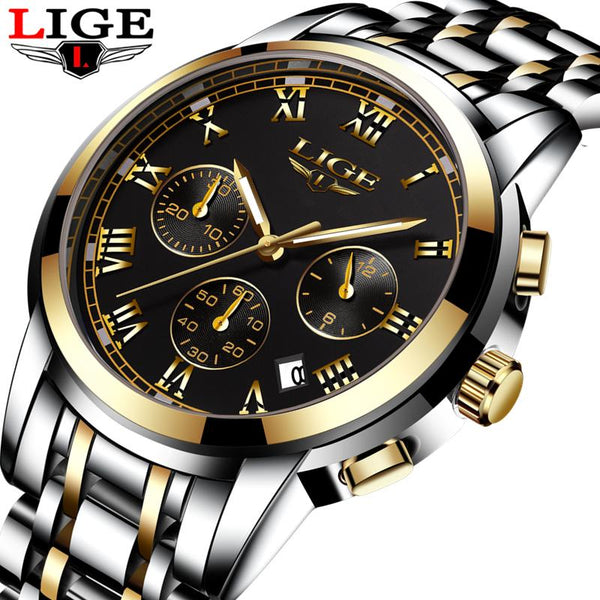 2017 Fashion Luxury Brand LIGE Chronograph Men Sports Watches Waterproof Full Steel Casual Quartz Men's Watch Relogios Masculino