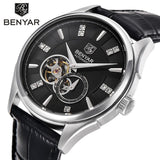 BENYAR Automatic Mechanical Skeleton Watch Men Genuine Leather tourbillon Mechanicals Mens Watches Top Brand Luxury Male Clock