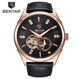 BENYAR Automatic Mechanical Skeleton Watch Men Genuine Leather tourbillon Mechanicals Mens Watches Top Brand Luxury Male Clock