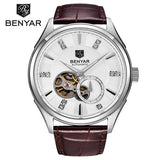 BENYAR Automatic Mechanical Skeleton Watch Men Genuine Leather tourbillon Mechanicals Mens Watches Top Brand Luxury Male Clock