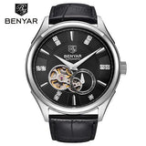 BENYAR Automatic Mechanical Skeleton Watch Men Genuine Leather tourbillon Mechanicals Mens Watches Top Brand Luxury Male Clock