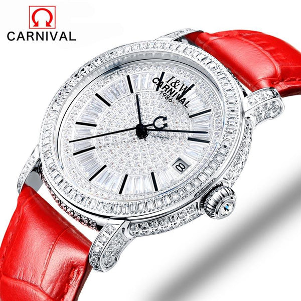 Casual Ladies Watches 2017 CARNIVAL Mechanical Watch Top Luxury Brand Lady Wrist Watch Women Crystal Diamond Women Clock relogio