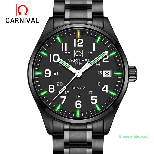 2017 New Genius Tritium Gas Carnival Luminous Watch Men Waterproof Quartz Watch Male Full Steel Military watches Natural Light