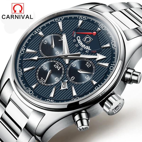 24 Jewels MIYOTA Automatic mechanical watch 50M water Top Brand Luxury CARNIVAL wristwatches mens Automatic mechanical watch