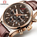 24 Jewels MIYOTA Automatic mechanical watch 50M water Top Brand Luxury CARNIVAL wristwatches mens Automatic mechanical watch