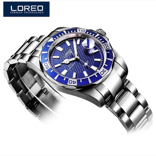 LOREO Alibaba Men Watch Luminous Auto Date Mechanical Watch Business  Wristwatch Stainless Steel Orologi Uomo Christmas Gift A45