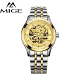 MIGE Watches Men Tourbillion Hollow Mechanical Wristwatch Synthetic Sapphire Crystal Stainless Steel Bracelets Relogio Feminino