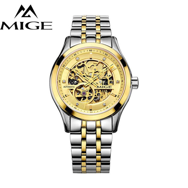 MIGE Watches Men Tourbillion Hollow Mechanical Wristwatch Synthetic Sapphire Crystal Stainless Steel Bracelets Relogio Feminino