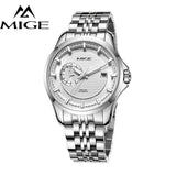 MIGE Watch Men Mechanical Wristwatch Synthetic Sapphire Crystal Tourbillion Transparent Bottom Cover Stainless Steel Watch Bands