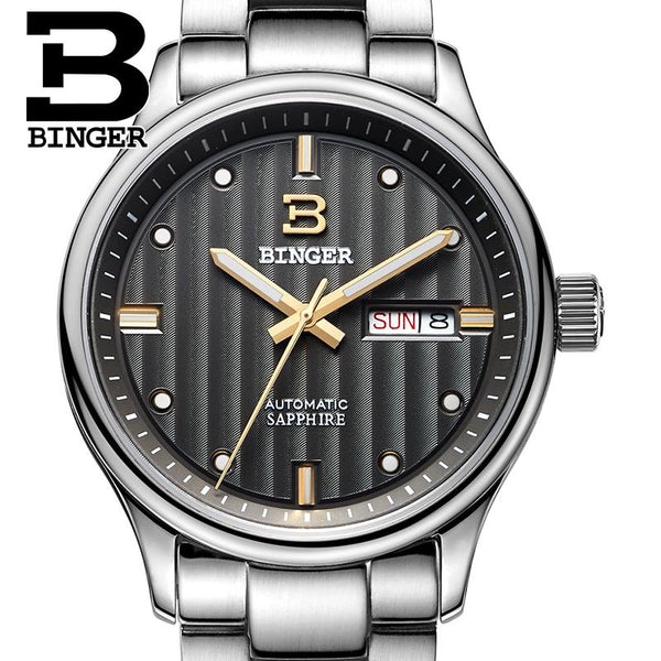 Switzerland men's watch luxury brand Wristwatches BINGER business Automatic men watches sapphire full stainless steel B5006-9