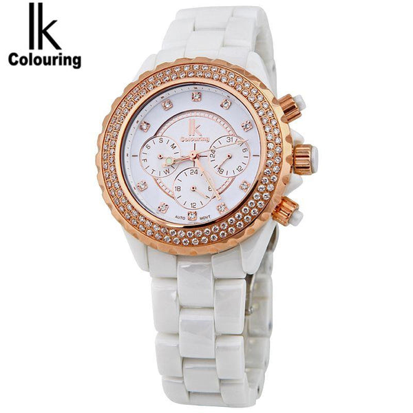 IK Coloring Luxury Men Women Sapphire Crystal Ceramic Week/Date Auto Mechanical Watches Wristwatch Original Box Free Ship