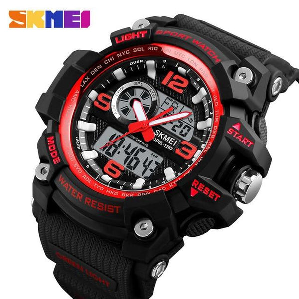 SKMEI Sports Watches Men Fashion Multi-function Chronograph Digital Quartz Dual Display Wristwatches Relogio Masculino XFCS 1283