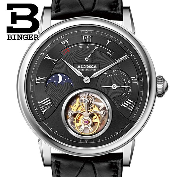 Switzerland BINGER Watches Men Brand Luxury Seagull Automatic Movemt Watch Male Tourbillon Sapphire Alligator Hide Mechanical 2