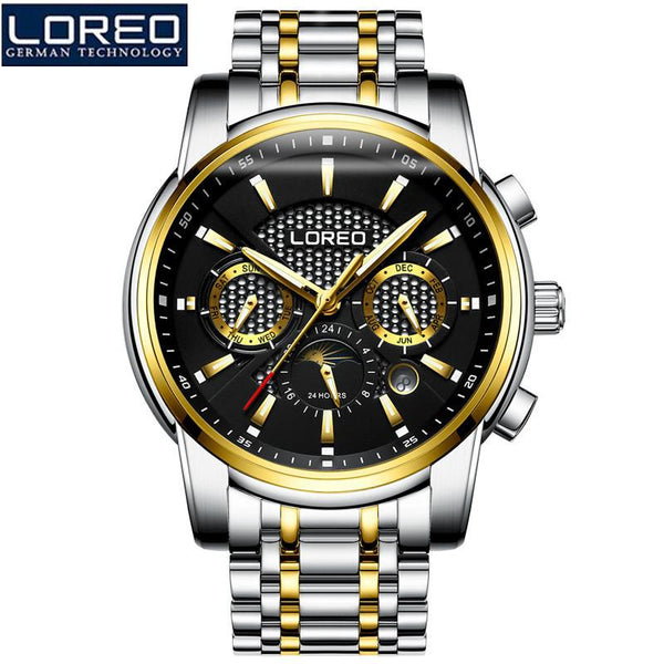 LOREO Men's Business Watches Relogio Masculino Fashion Watch Men Flywheel Auto Mechanical Stainless Steel Wristwatch Gift O46