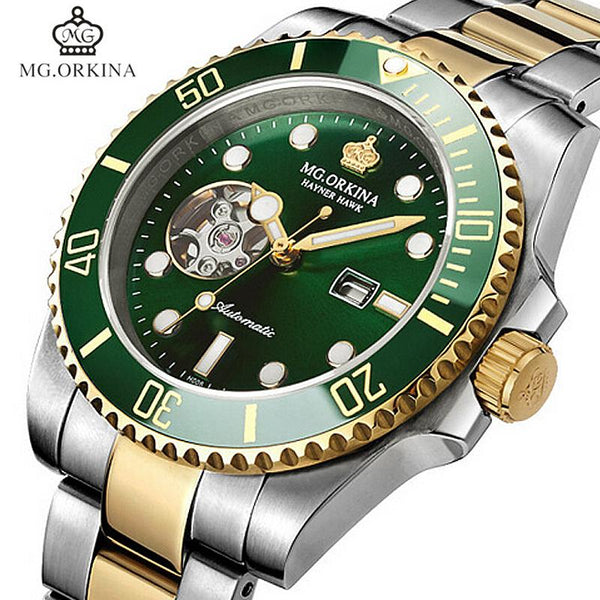 MG.ORKINA Automatic Self Winding Mechanical Watches Waterproof 30M Stainless Steel 316L 40MM Case Auto Date Men Luminous Watch