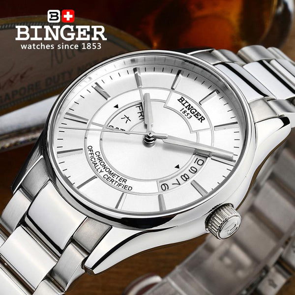 Wrist Watches Male Switzerland Mechanical Men Watch Automatic Binger Luxury Brand Japanese Movement Sapphire Men's Watch B5007