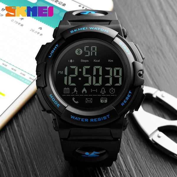 SKMEI 1303 Smart Watch Bluetooth Calorie Pedometer for Men LED Shock Resistant Military Multifunction Electronic Digital Watches