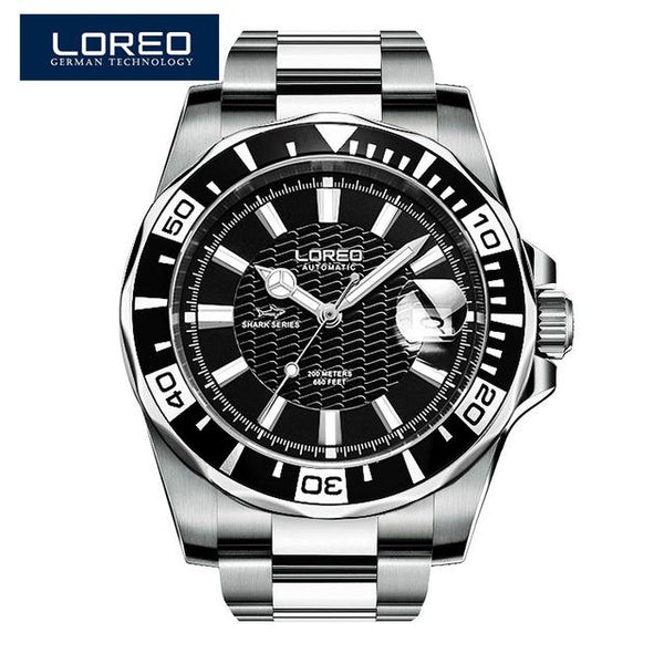 LOREO Original Men Mechanical Watches Men Luxury Brand Full Steel Waterproof 200m Business Automatic Wristwatches For Men A50