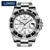 LOREO Original Men Mechanical Watches Men Luxury Brand Full Steel Waterproof 200m Business Automatic Wristwatches For Men A50