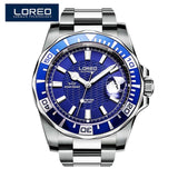 LOREO Original Men Mechanical Watches Men Luxury Brand Full Steel Waterproof 200m Business Automatic Wristwatches For Men A50