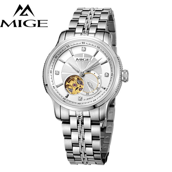 MIGE Watch Men Wristwatch Synthetic Sapphire Crystal Mechanical Skeleton Hollow Luminous Dials Tourbillion Relogio Masculino