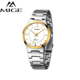 MIGE Women Watches Men Quartz Movement Synthetic Sapphire Crystal Water Resistant 316L Stainless Steel Bracelet Relogio Feminino