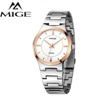 MIGE Women Watches Men Quartz Movement Synthetic Sapphire Crystal Water Resistant 316L Stainless Steel Bracelet Relogio Feminino