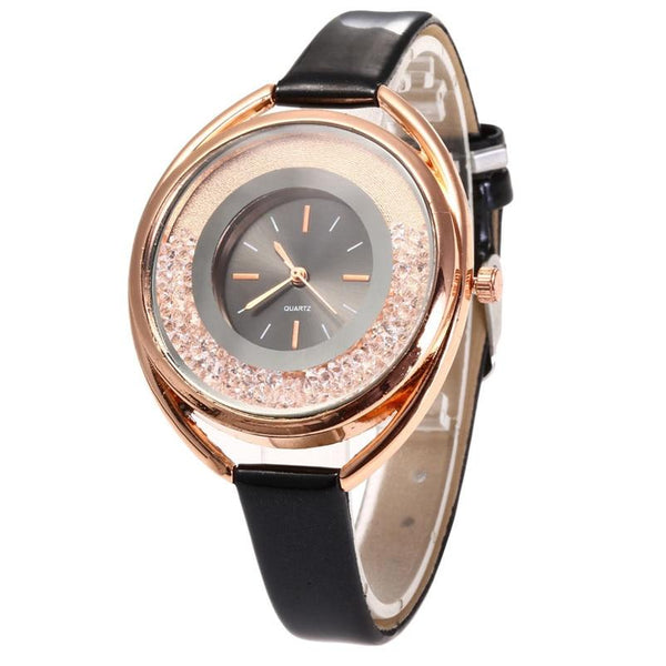 Fashion Women Quartz Watch Quicksand Design Leather Band Analog Alloy Wrist Watch Jewelry & Watches montre femme