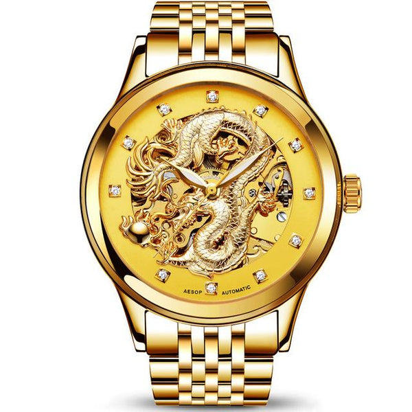 AESOP Luxury Watch Men Automatic Mechanical Wrist Wristwatch Gold Dragon Waterproof Male Clock Relogio Masculino Famous Brand 40