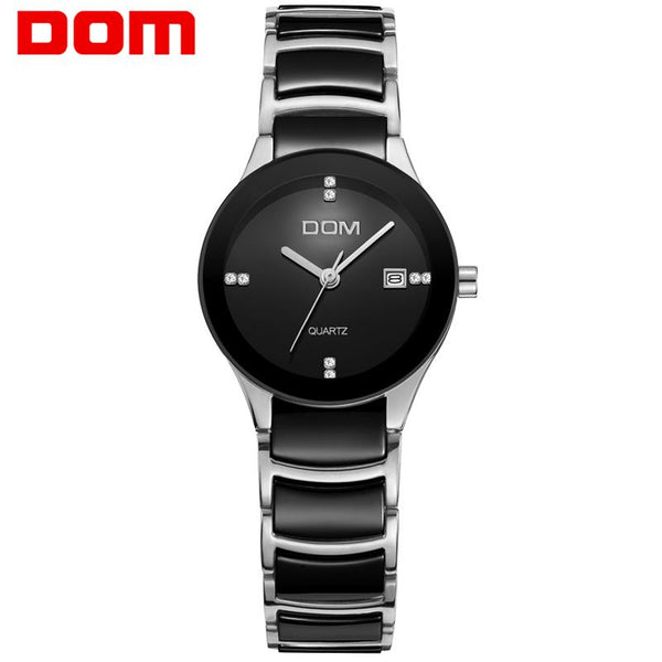 DOM women watches luxury brand Casual waterproof style quartz ceramic Automatic date watch reloj hombre marca de lujo T-529