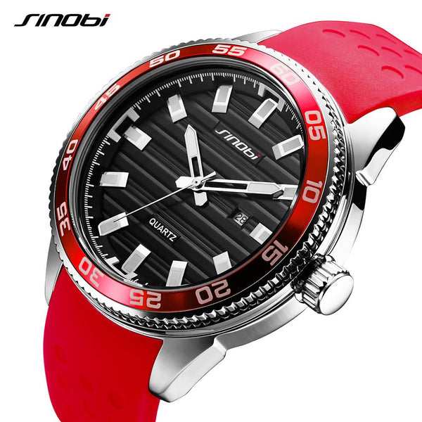 SINOBI 316 Stainless Steel Men's Sports Watches Luxury Brand Silicone Waterproof Men Military Watch Quartz Relogio Masculino