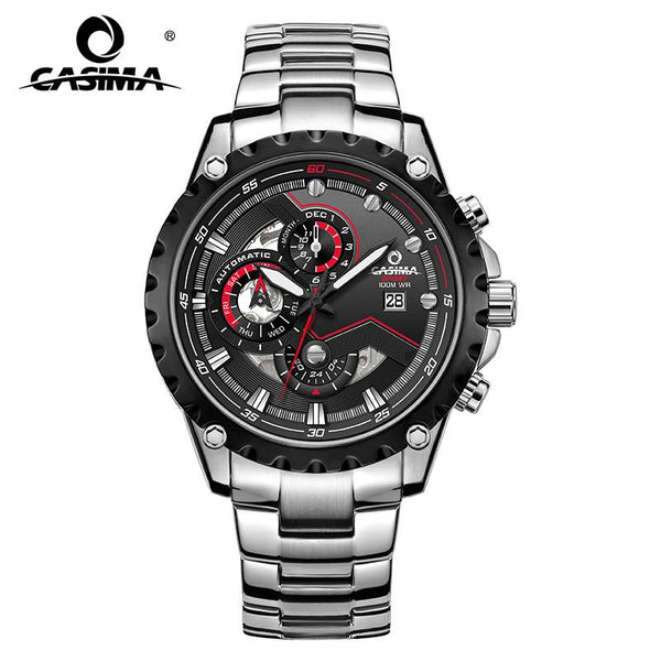 CASIMA 2018 New Men's Watch Automatic Mechanical Watch Multi-function Sports Stainless Steel Men's Business Quartz Watch