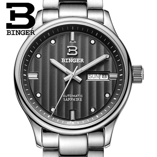 Switzerland men's watch luxury brand Wristwatches BINGER business Automatic men watches sapphire full stainless steel B5006-10