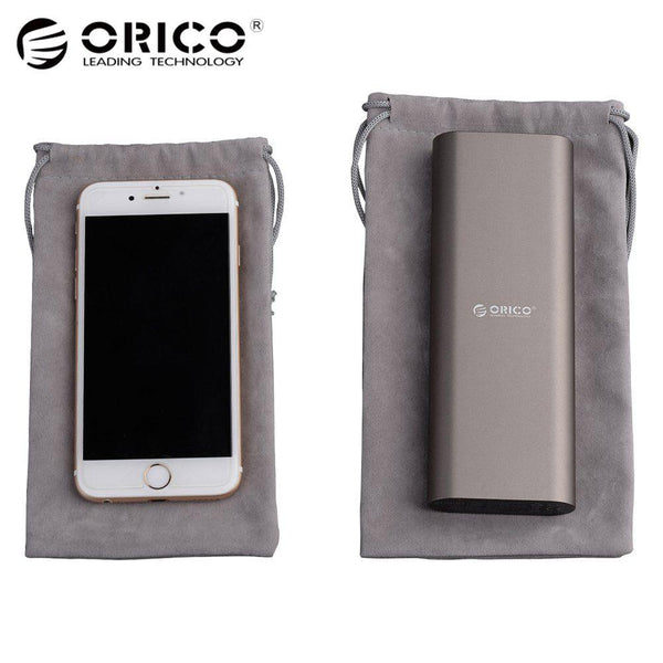 ORICO Phone Storage Velvet Bag Storage for Earphone/USB Charger/USB Cable/Power Bank/Phone and More Gray Color