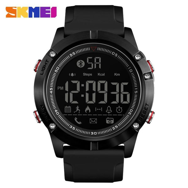 SKMEI Brand Men Black Bluetooth Smart Watch Man Sport for Android IOS Operating Phone Military Design Pedometer Calories Watches