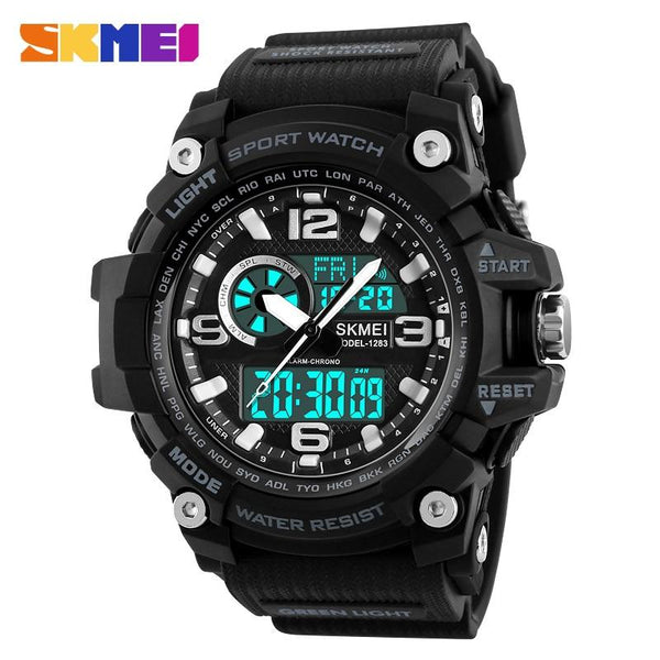 SKMEI Sports Watches Men Fashion Multi-function Chronograph Digital Quartz Dual Display Wristwatches Relogio Masculino XFCS 1283